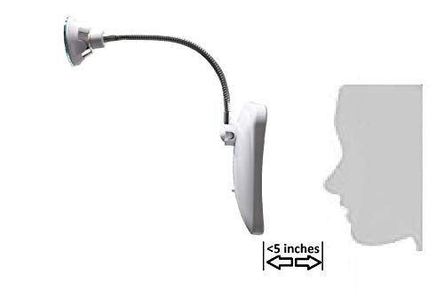 JiBen Square Flexible Gooseneck LED Lighted 10X Magnifying Makeup Mirror with Power Locking Suction Cup, Bright Diffused Light, 360 Degree Swivel, Portable Cordless Travel and Home Bathroom Vanity Mirror (White) Avelisse