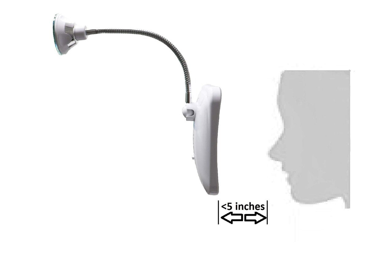 JiBen Square Flexible Gooseneck LED Lighted 10X Magnifying Makeup Mirror with Power Locking Suction Cup, Bright Diffused Light, 360 Degree Swivel, Portable Cordless Travel and Home Bathroom Vanity Mirror (White) Avelisse