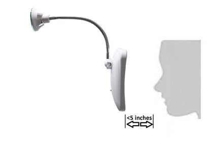 JiBen Square Flexible Gooseneck LED Lighted 10X Magnifying Makeup Mirror with Power Locking Suction Cup, Bright Diffused Light, 360 Degree Swivel, Portable Cordless Travel and Home Bathroom Vanity Mirror (White) Avelisse