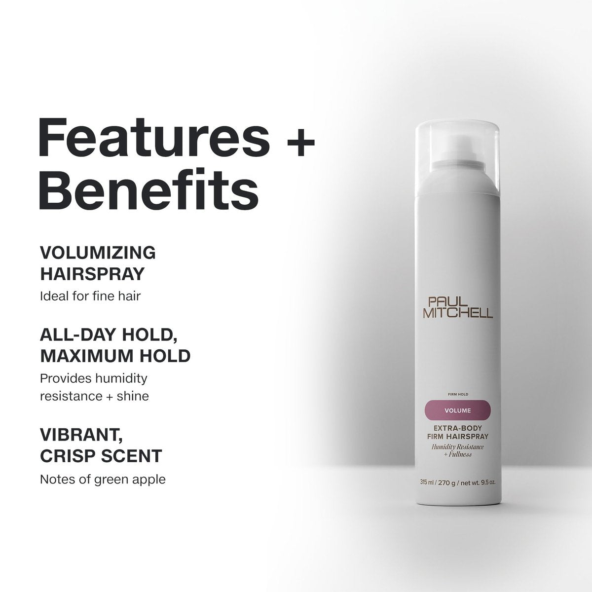 Paul Mitchell Extra-Body Firm Hairspray - Extreme Hold, Maximum Volume & Humidity Resistance for Fine Hair, 9.5 oz Avelisse
