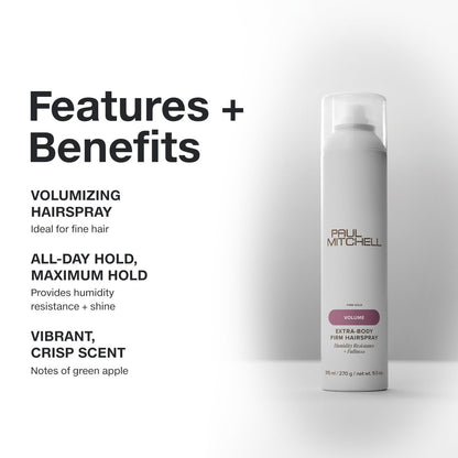 Paul Mitchell Extra-Body Firm Hairspray - Extreme Hold, Maximum Volume & Humidity Resistance for Fine Hair, 9.5 oz Avelisse
