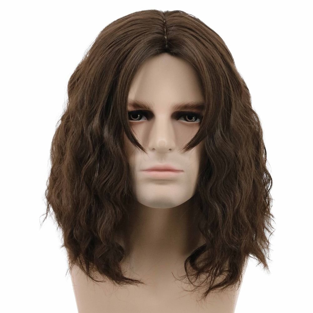 karlery Men's Fluffy Short Curly Brown Wig - Halloween Cosplay Wig for Costume Parties - görsel 1