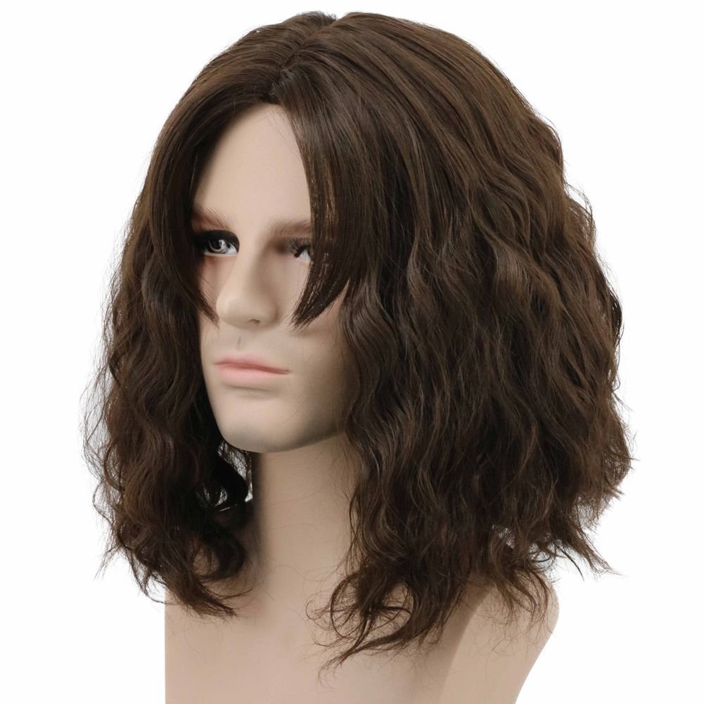 karlery Men's Fluffy Short Curly Brown Wig - Halloween Cosplay Wig for Costume Parties - görsel 3
