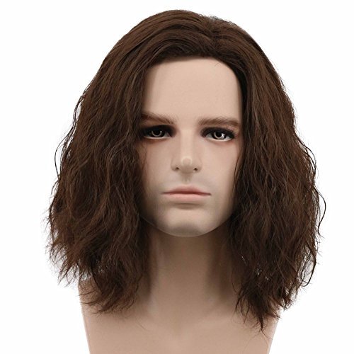 karlery Men Fluffy Short Curly Brown Wig - Realistic Synthetic Costume Wig for Cosplay & Halloween - görsel 2
