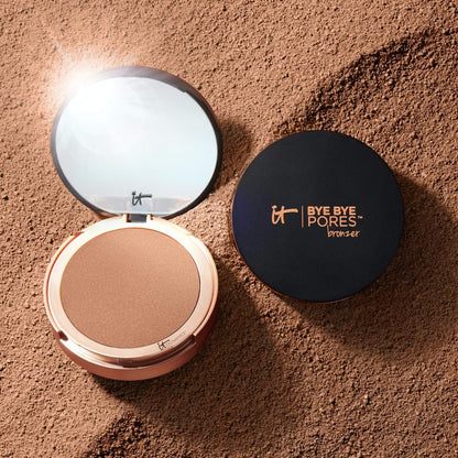 IT Cosmetics Bye Bye Pores Anti-Aging Bronzer – Universal Shade, Sun-Kissed Glow, Diffuses Pores & Fine Lines, Talc-Free, with Hyaluronic Acid Avelisse