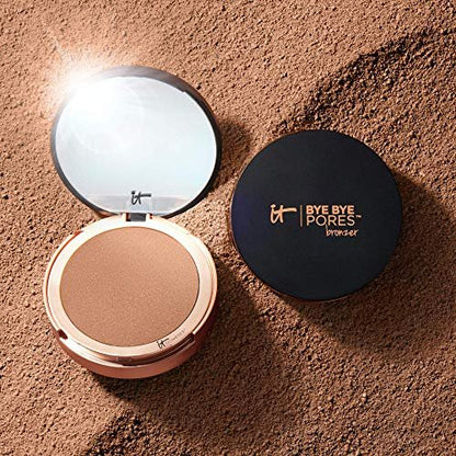 IT Cosmetics Bye Bye Pores Anti-Aging Bronzer – Universal Shade, Sun-Kissed Glow, Diffuses Pores & Fine Lines, Talc-Free, with Hyaluronic Acid Avelisse