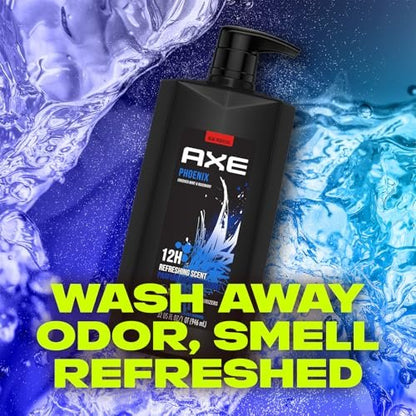 AXE Phoenix Men's Body Wash & Shower Gel, 3-Pack, 32 Fl Oz Each - Invigorating Crushed Mint & Rosemary Scent, 12H Freshness Avelisse