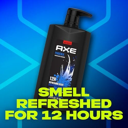 AXE Phoenix Men's Body Wash & Shower Gel, 3-Pack, 32 Fl Oz Each - Invigorating Crushed Mint & Rosemary Scent, 12H Freshness Avelisse