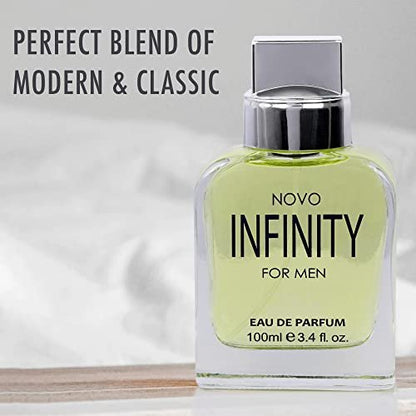 NovoGlow Novo Infinity for Men Eau De Parfum Spray - 3.4 Fl Oz - Citrusy & Floral Top Notes, Long-Lasting Freshness Avelisse