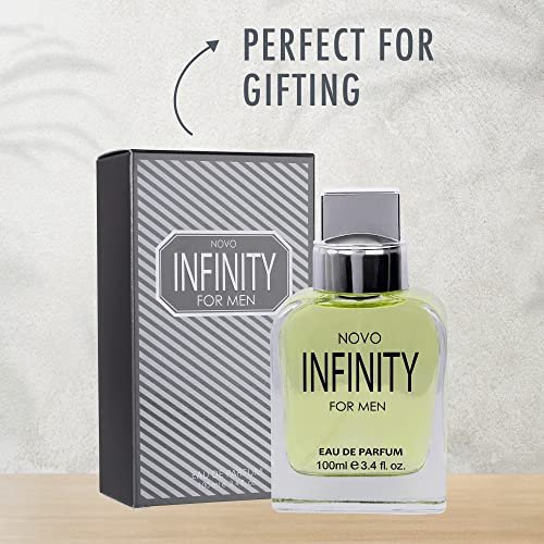 NovoGlow Novo Infinity for Men Eau De Parfum Spray - 3.4 Fl Oz - Citrusy & Floral Top Notes, Long-Lasting Freshness Avelisse