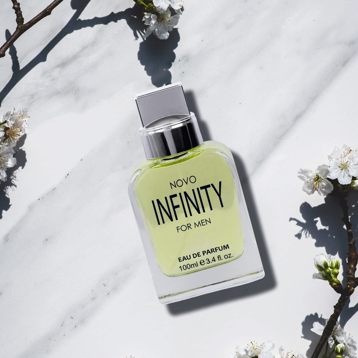 NovoGlow Novo Infinity for Men Eau De Parfum Spray - 3.4 Fl Oz - Citrusy & Floral Top Notes, Long-Lasting Freshness Avelisse