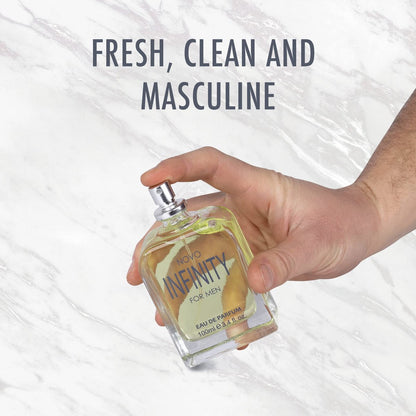 NovoGlow Novo Infinity for Men Eau De Parfum Spray - 3.4 Fl Oz - Citrusy & Floral Top Notes, Long-Lasting Freshness Avelisse
