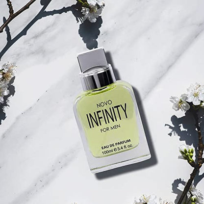 NovoGlow Novo Infinity for Men Eau De Parfum Spray - 3.4 Fl Oz - Citrusy & Floral Top Notes, Long-Lasting Freshness Avelisse
