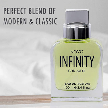 NovoGlow Novo Infinity for Men Eau De Parfum Spray - 3.4 Fl Oz - Citrusy & Floral Top Notes, Long-Lasting Freshness Avelisse