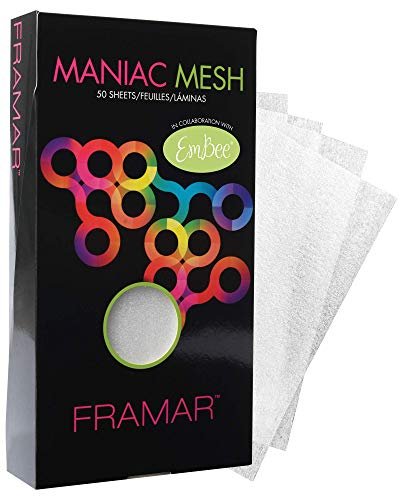 FRAMAR Maniac Mesh Sheets - 50 Pack Reusable Mesh Strips for Hair Dye, Color, and Bleach Avelisse