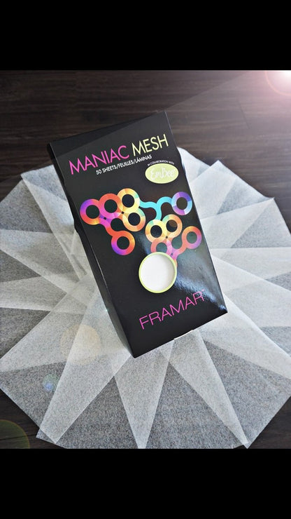 FRAMAR Maniac Mesh Sheets - 50 Pack Reusable Mesh Strips for Hair Dye, Color, and Bleach Avelisse