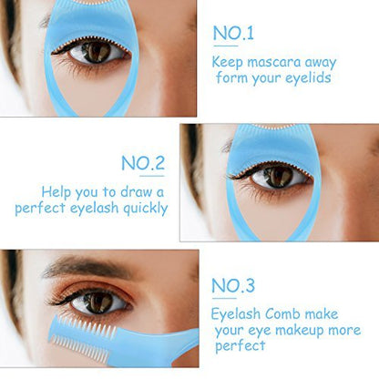 TecUnite 6-Piece 3-in-1 Mascara Shield, Applicator Guard & Eyelash Guide for Flawless Makeup (3 Colors)