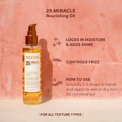 Mizani 25 Miracle Nourishing Hair Oil for Curly Hair - Lightweight, Anti-Frizz, Silicone-Free, Paraben-Free with Coconut and Jojoba Oil, 4.2 Fl Oz Avelisse