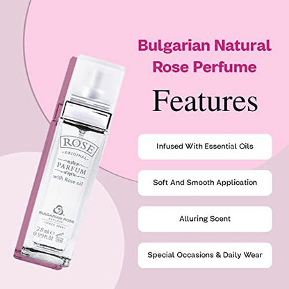 Original Bulgarian Rose Perfume - Natural Eau de Parfum - Long Lasting Freshness - Paraben Free - Unisex Fragrance - 28ml Avelisse