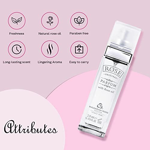 Original Bulgarian Rose Perfume - Natural Eau de Parfum - Long Lasting Freshness - Paraben Free - Unisex Fragrance - 28ml Avelisse