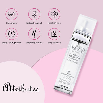 Original Bulgarian Rose Perfume - Natural Eau de Parfum - Long Lasting Freshness - Paraben Free - Unisex Fragrance - 28ml Avelisse