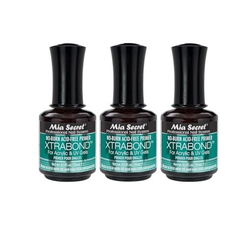 Mia Secret 3-Pack No Burn Acid Free Primer Xtra Bond for Acrylic & UV Gel Nails, 0.5 Fl Oz Each Avelisse