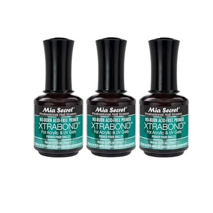 Mia Secret 3-Pack No Burn Acid Free Primer Xtra Bond for Acrylic & UV Gel Nails, 0.5 Fl Oz Each Avelisse