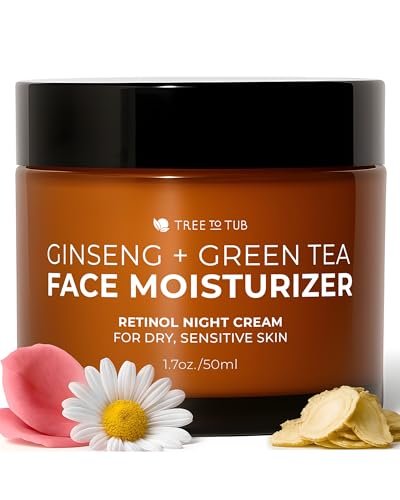 Tree To Tub Retinol Anti Aging Face Moisturizer for Dry & Sensitive Skin - Anti Wrinkle Hyaluronic Acid Facial Moisturizer, Vitamin A & E Night Cream with Organic Aloe & Natural Ginseng - görsel 1