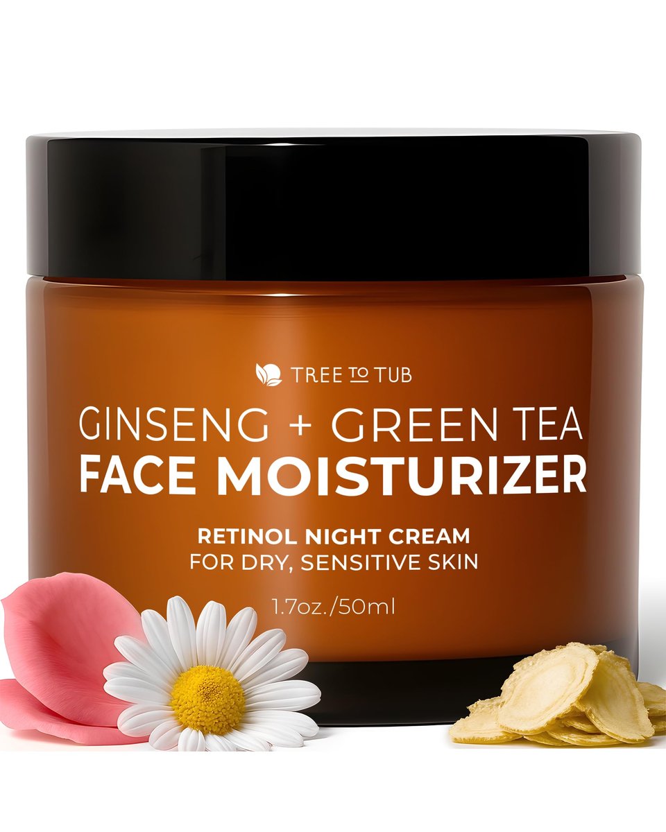 Tree To Tub Retinol Anti Aging Face Moisturizer for Dry & Sensitive Skin - Anti Wrinkle Hyaluronic Acid Facial Moisturizer, Vitamin A & E Night Cream with Organic Aloe & Natural Ginseng - görsel 2