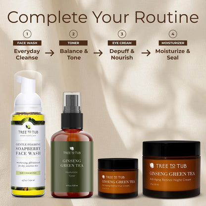 Tree To Tub Retinol Anti Aging Face Moisturizer for Dry & Sensitive Skin - Anti Wrinkle Hyaluronic Acid Facial Moisturizer, Vitamin A & E Night Cream with Organic Aloe & Natural Ginseng