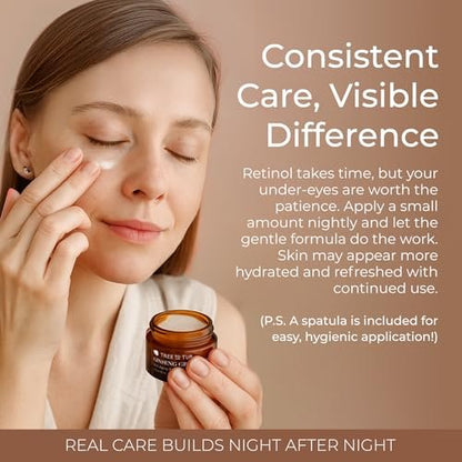 Tree To Tub Retinol Under Eye Cream for Dark Circles, Puffiness, Wrinkles, Bags Under Eyes - Sensitive Skin Night Eye Moisturizer with Hyaluronic Acid, Organic Green Tea, Natural Ginseng