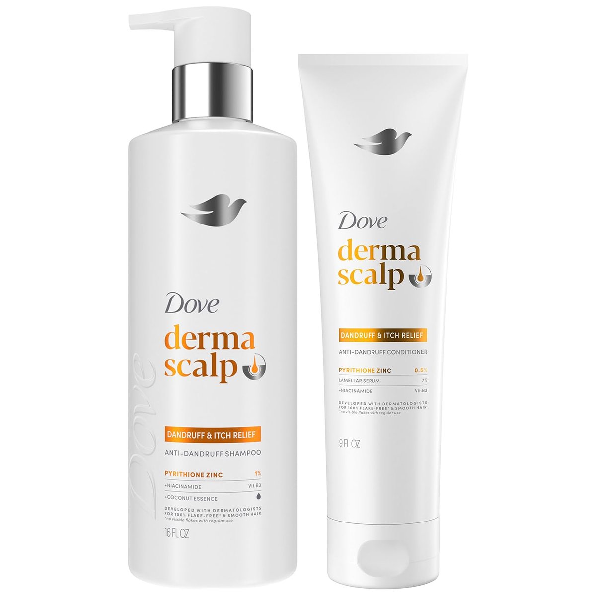 Dove DermaCare Scalp Dryness & Itch Relief Shampoo and Conditioner Set - Anti-Dandruff, Anti-Frizz, Smoothing Hair Care, 12 oz (2 Piece Set) Avelisse