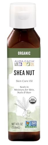Aura Cacia Organic Shea Nut Oil - 4 fl oz, Certified Organic Moisturizing Oil for Skin & Hair