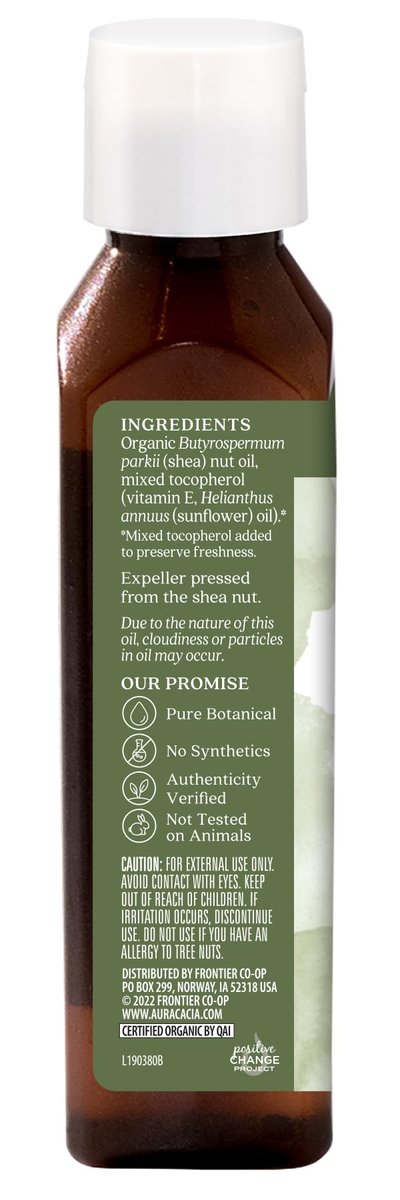 Aura Cacia Organic Shea Nut Oil - 4 fl oz, Certified Organic Moisturizing Oil for Skin & Hair