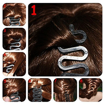 3-Pack Hair Braiding Tool Roller with Hook – Magic Twist Styling Bun Maker, DIY Hair Accessories (Black)