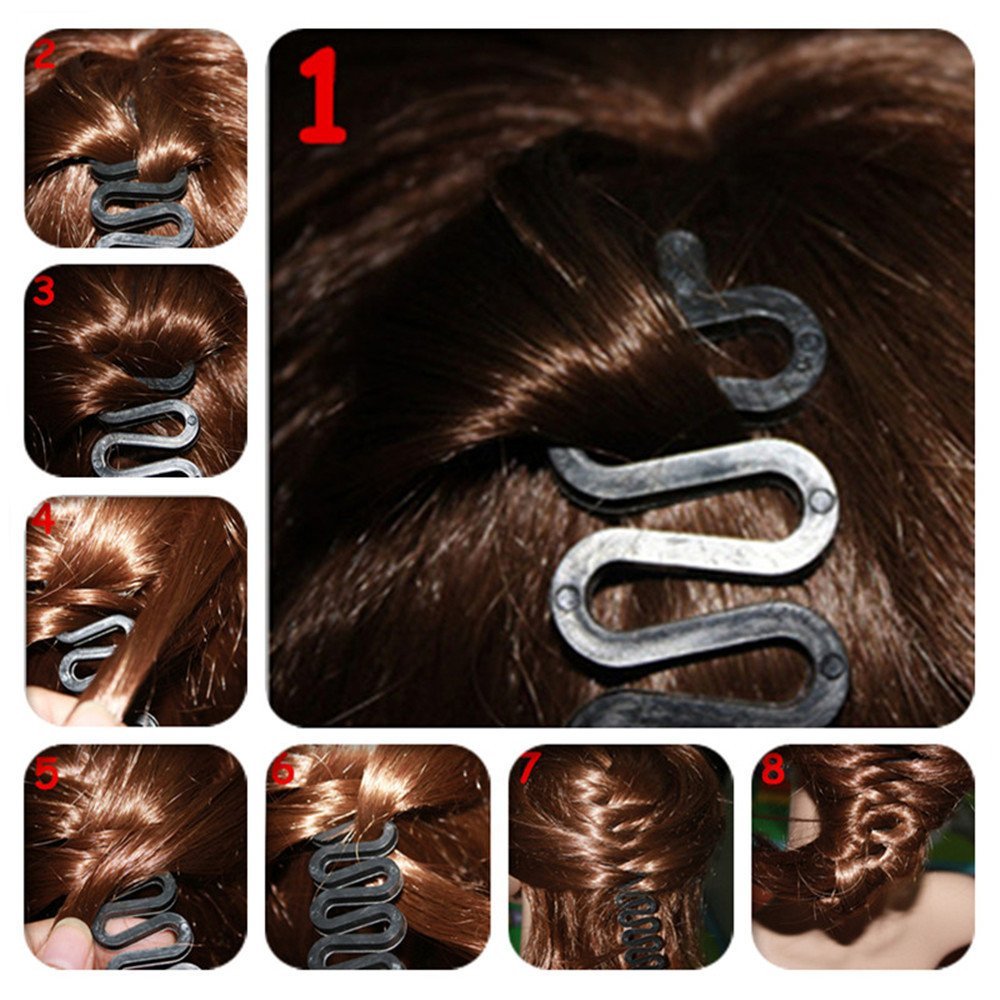 3-Pack Hair Braiding Tool Roller with Hook – Magic Twist Styling Bun Maker, DIY Hair Accessories (Black) - görsel 9