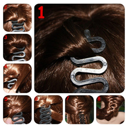 3-Pack Hair Braiding Tool Roller with Hook – Magic Twist Styling Bun Maker, DIY Hair Accessories (Black)