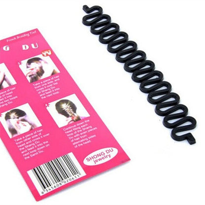 3-Pack Hair Braiding Tool Roller with Hook – Magic Twist Styling Bun Maker, DIY Hair Accessories (Black)