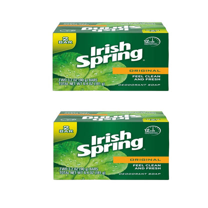 Irish Spring Original Bar Soap 3.2 oz, 4 Bars - Classic Clean Scent Avelisse