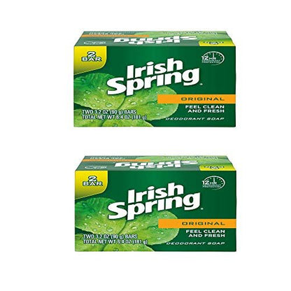 Irish Spring Original Bar Soap 3.2 oz, 4 Bars - Classic Clean Scent Avelisse