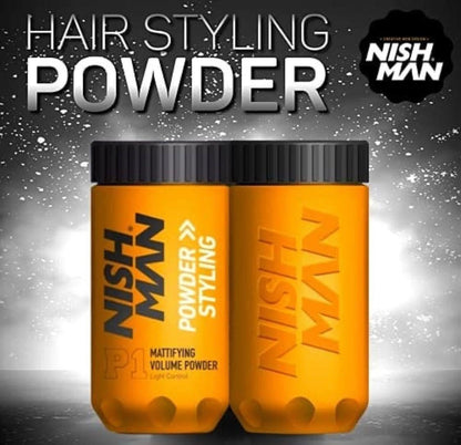 Nishman Hair Styling Powder Wax – Root Lifting Powder for Fine Hair, 20g (P1)