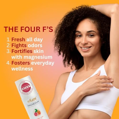 Nfuse Magnesium Roll-On Deodorant - Natural, Aluminum-Free with Patented Magnesium Delivery Technology and Citrus Essential Oils, 2.7 oz Avelisse