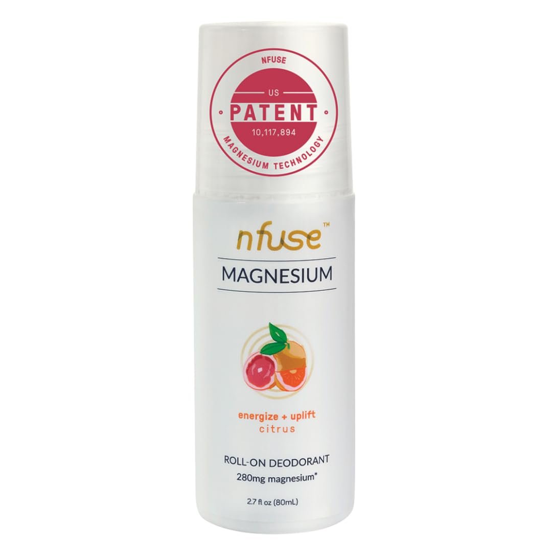 Nfuse Magnesium Roll-On Deodorant - Natural, Aluminum-Free with Patented Magnesium Delivery Technology and Citrus Essential Oils, 2.7 oz Avelisse