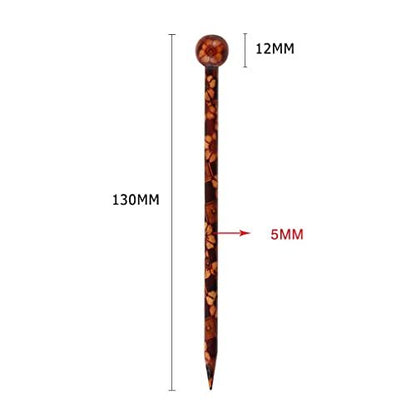 Baoblaze 6-Piece Wood Hair Sticks - Japanese Hair Chopsticks for Women, Handcrafted 13cm (Brown & Red)