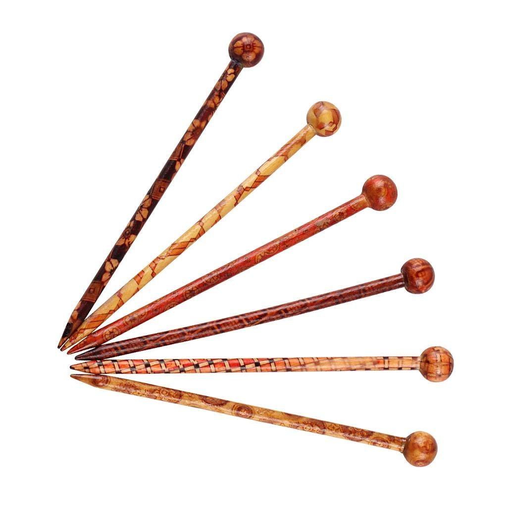Baoblaze 6-Piece Wood Hair Sticks - Japanese Hair Chopsticks for Women, Handcrafted 13cm (Brown & Red) - görsel 11