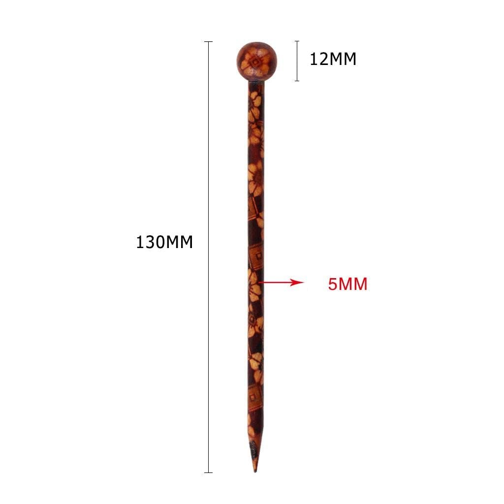 Baoblaze 6-Piece Wood Hair Sticks - Japanese Hair Chopsticks for Women, Handcrafted 13cm (Brown & Red) - görsel 5