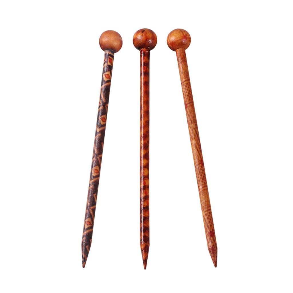 Baoblaze 6-Piece Wood Hair Sticks - Japanese Hair Chopsticks for Women, Handcrafted 13cm (Brown & Red) - görsel 7