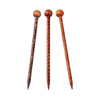 Baoblaze 6-Piece Wood Hair Sticks - Japanese Hair Chopsticks for Women, Handcrafted 13cm (Brown & Red)
