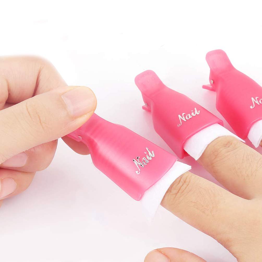 KINGMAS 10 Pack Gel Nail Polish Remover Clips - Plastic Acrylic Nail Art Soak Off Wrap Cleaner Cap Clips, Pink - görsel 8