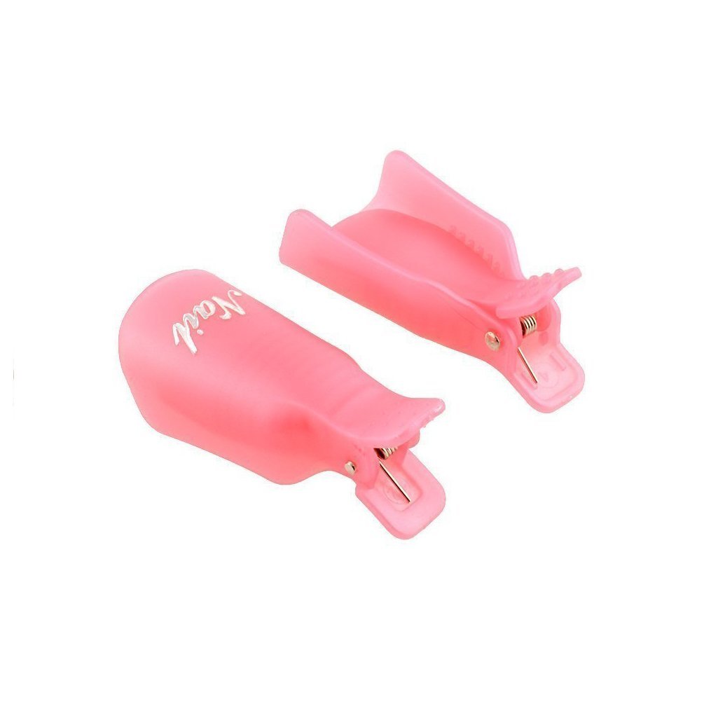 KINGMAS 10 Pack Gel Nail Polish Remover Clips - Plastic Acrylic Nail Art Soak Off Wrap Cleaner Cap Clips, Pink - görsel 10